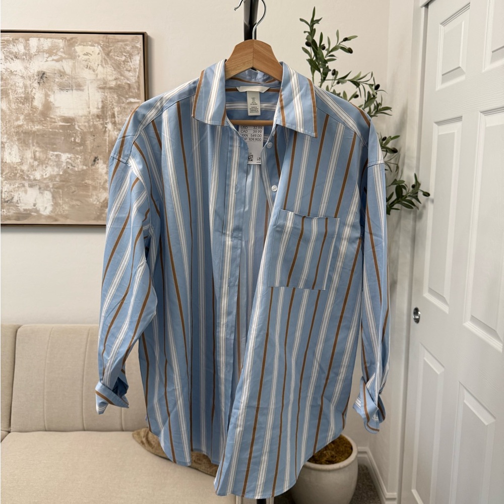 Blue Striped Cotton Poplin